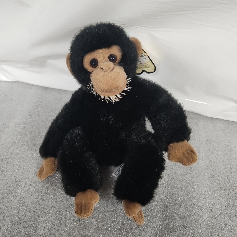 Plush Black and Brown Stuffed Monkey Toy